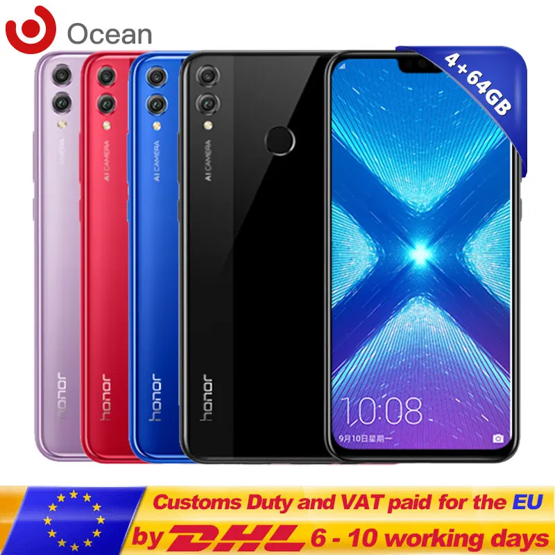 Оригинальный Глобальный rom Honor 8X8 X смартфон Kirin 710 4 Гб ОЗУ 64 ПЗУ 6 5 дюйма полный