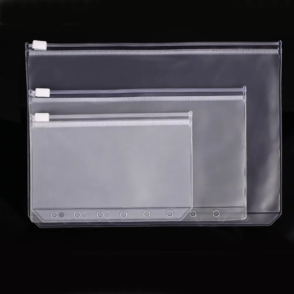 

Storage Bag Diary Cards Notebook Folder Paper 4*Pcs PVC Practical Multifunctional File Package Pouch Office Zipper A5/A6/A7