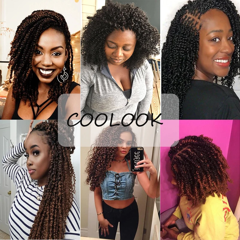 

Bouncy Spring Twist Crochet Hair for Afro Women Black Burgundy Twist Braids Curly Ends Synthetic Crochet Braiding Hair Extension