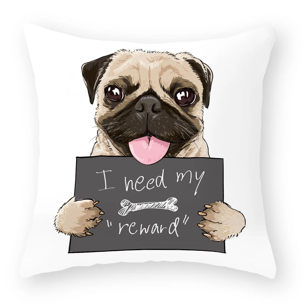 

Cute Dog Printed Pattern Polyester Cushion Cover 45*45 Throw Pillow hugs Home Decor Sofa Seat Car Pillow Covers Decorative 40599