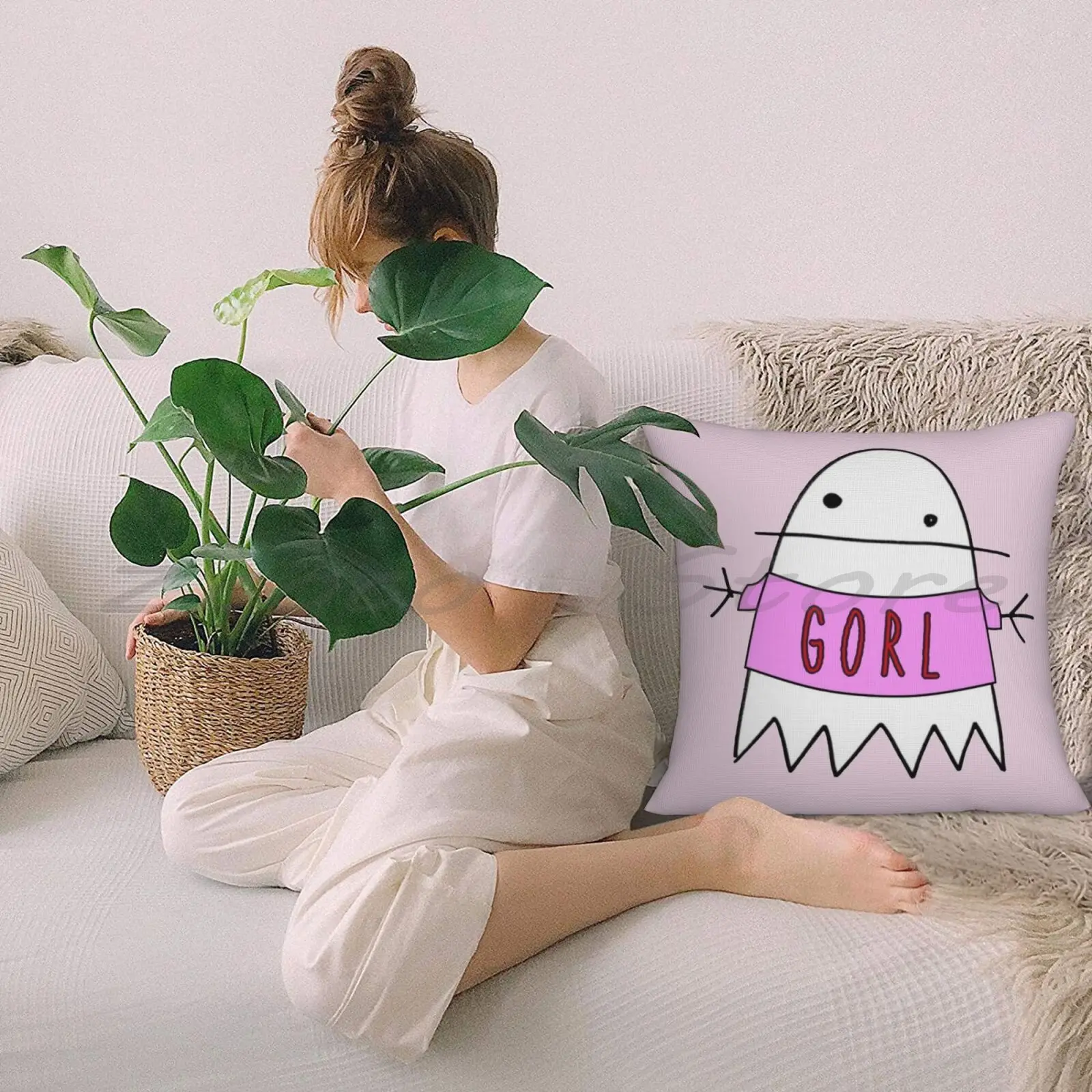 Чехол Jukebox с принтом призрака (Gorl) льняной плюшевый бархатный тканевый