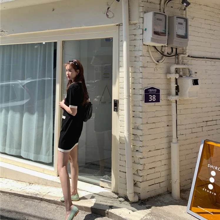 

2021 New Summer Shirt Dress Evening Female Vintage Dress Party Oversize Short Sleeve Beach Women Dresses Robe Vestido Prom