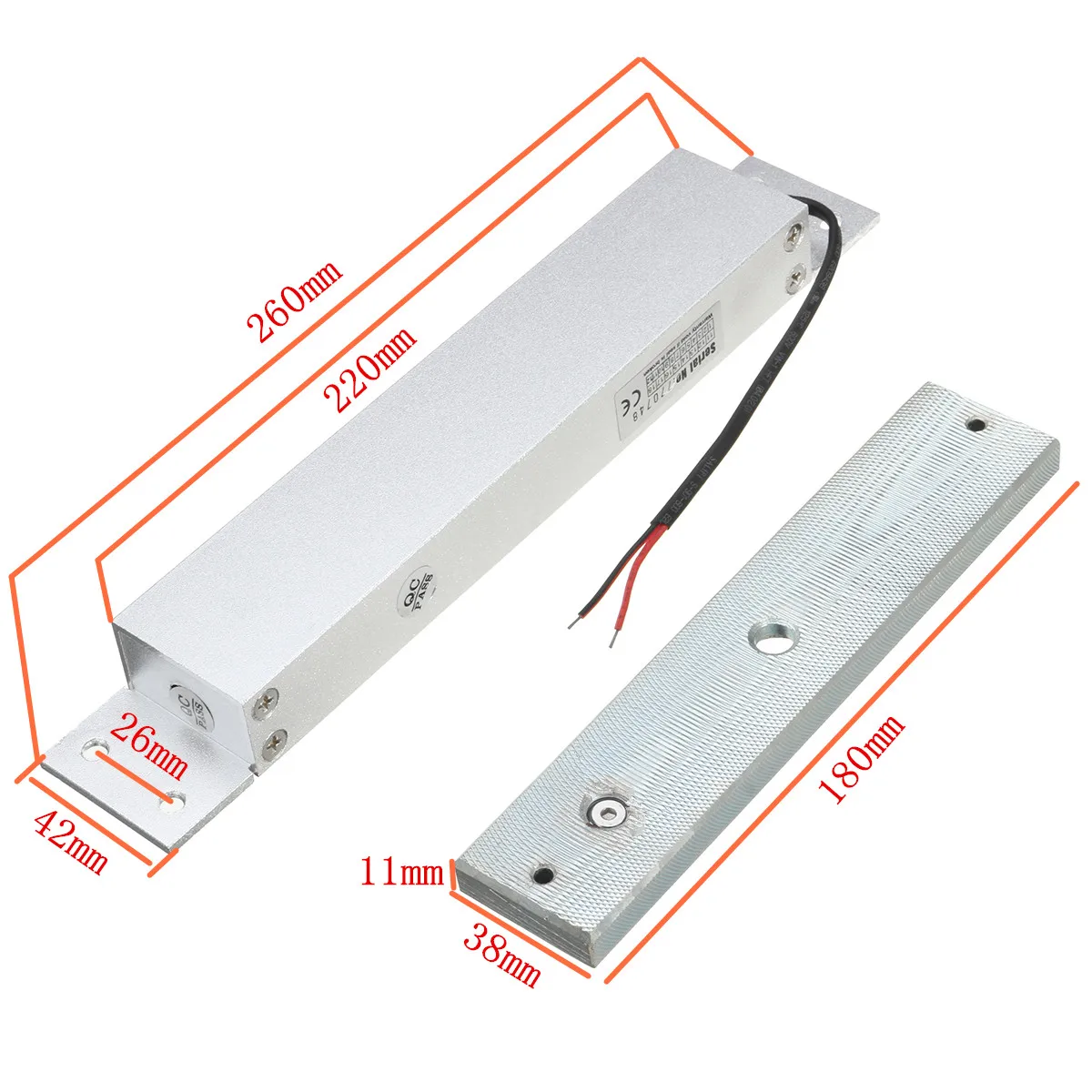 

12V Magnetic Electric Door Lock Electric Magnetic Lock Gate Opener Suction Holding Electromagnetic Access Control 280KG 600LB