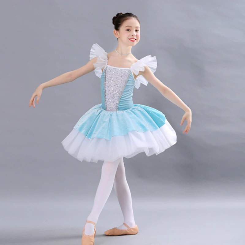 Fairy Ballet Tutu Dress For Girls Stage Performance Costume Blue Ballet Dance Leotard Ballerina Clothes Kids Dance Wear JL2319