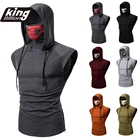 Худи мужское тонкое для спортзала, худи без рукавов с маской