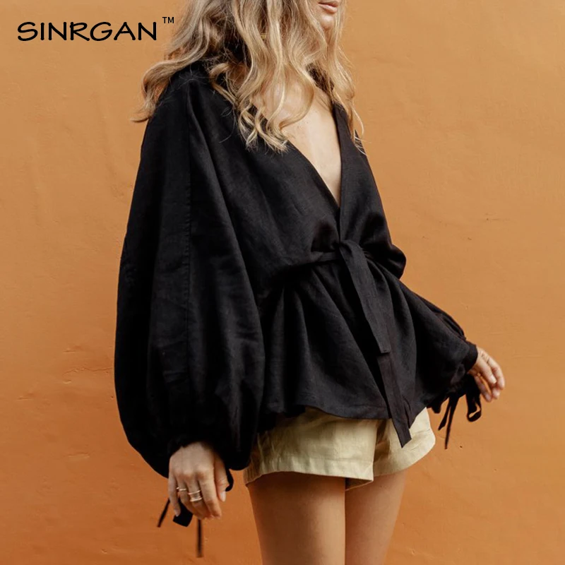 SINRGAN/черное платье с длинным рукавом для женщин; сезон весна-осень; платье в японском стиле; большие размеры; однотонное свободное платье из хлопка и льна