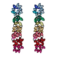 hot selling retro long acrylic vintage colorful bohemian drop earrings women flower earring jewelry