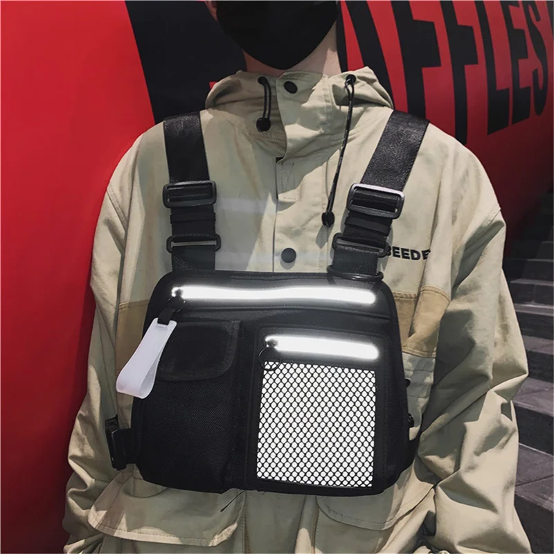 

Reflective Men Chest Rig Bag Tactical Hip-hop Chest Bag Functional Vest Pack