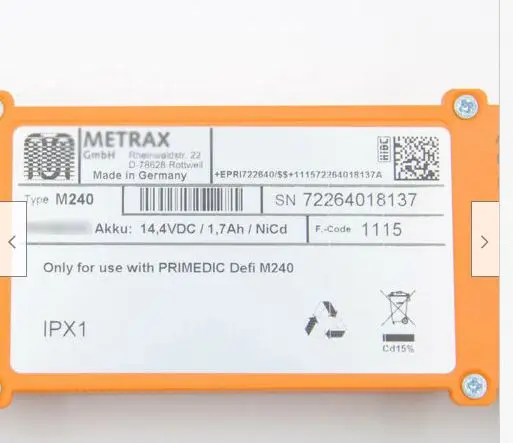 

Батарея SN:72264018137 используется только с PRIMEDIC Defi M240 METRAX (новый, оригинальный)