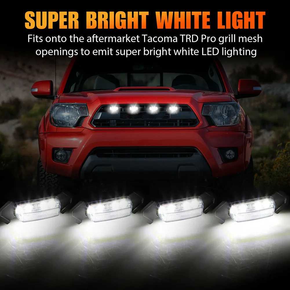 

4X Raptor стильные белые светодиодные лампы, передний гриль, комплект фар для Toyota Tacoma 2016-up, передняя решетка радиатора, сетчатые фары