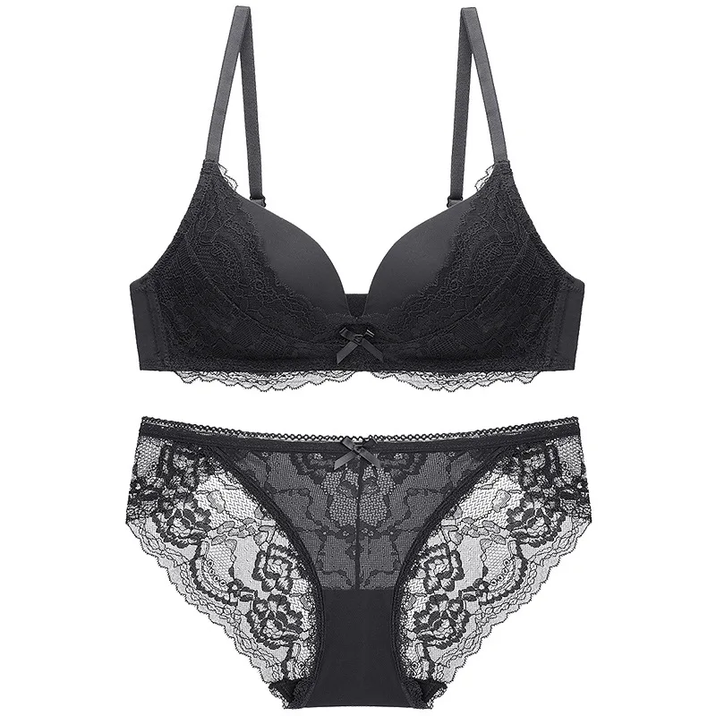New Push Up Wire Free Women Bra Set Lingerie Thin Cup Sexy Lace Feminina Intimates Underwear & Sleepwears
