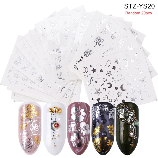 STZ-YS20 20pcs Набор наклеек для ногтей переводные наклейки для воды смешанный дизайн цветок животное слайдер для маникюра ногтей украшение татуировки Советы LA830 - Цвет: STZ-YS20 20pcs