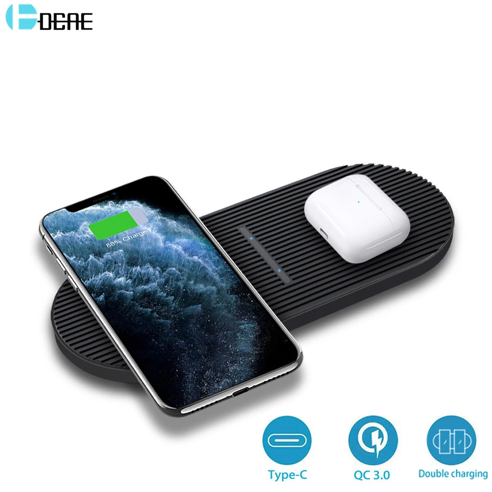 Беспроводная док станция для быстрой зарядки зарядная 2 в 1 Samsung S20 S10 Buds Airpods Pro iPhone