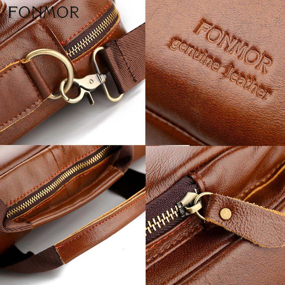 Мужской портфель из натуральной кожи Fonmor для ноутбука 15 6 дюйма сумка через плечо
