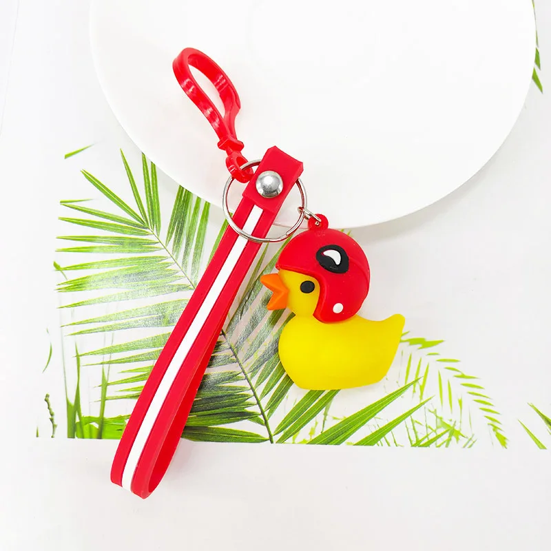 2019 cute cartoon PVC helmet small yellow duck keychain pendant bag car hanging decoration creative gift | Украшения и аксессуары