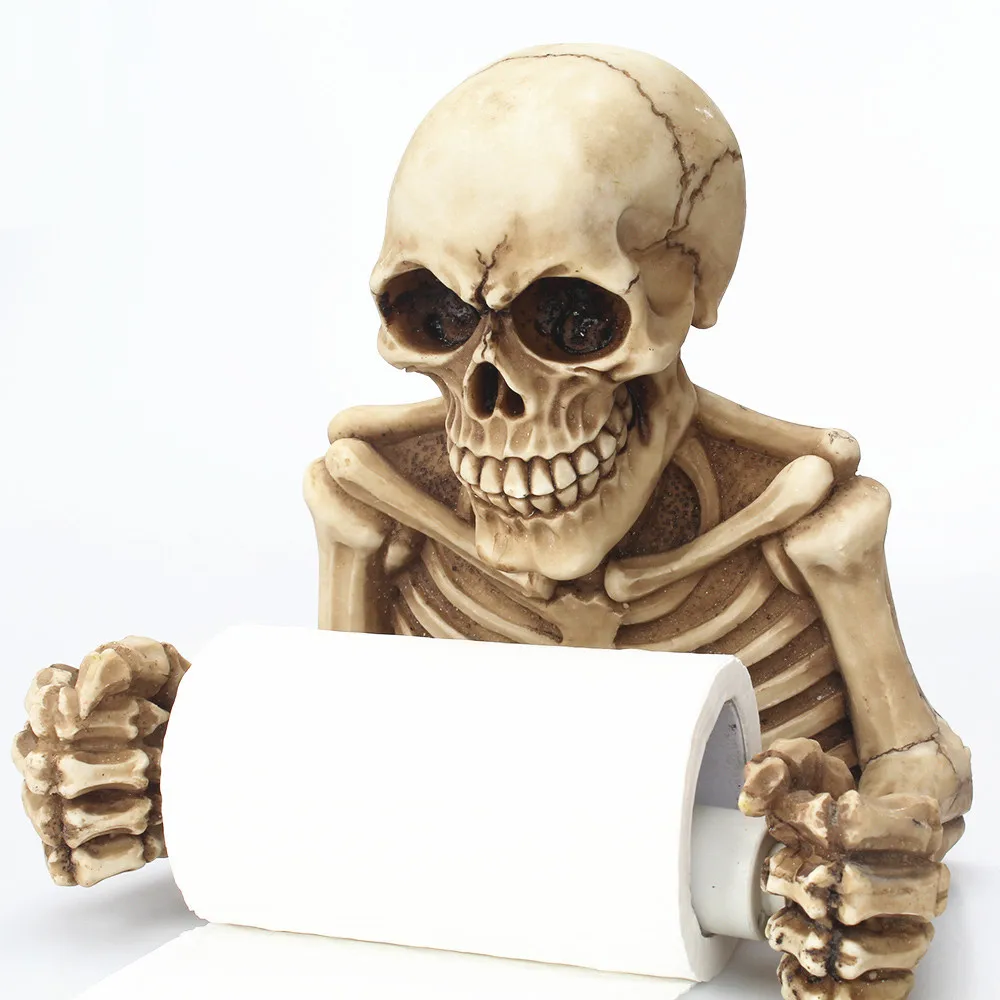 

Смола череп рулон Бумага держатель Творческий Туалет Ванная комната полки настенное крепление Скульптура домашний декор Новый год вечерни...