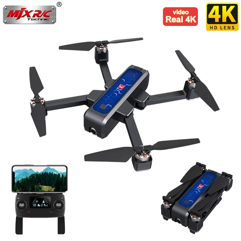 Дрон MJX B4W с GPS Радиоуправляемый реальной камерой 4K HD Квадрокоптер оптическим