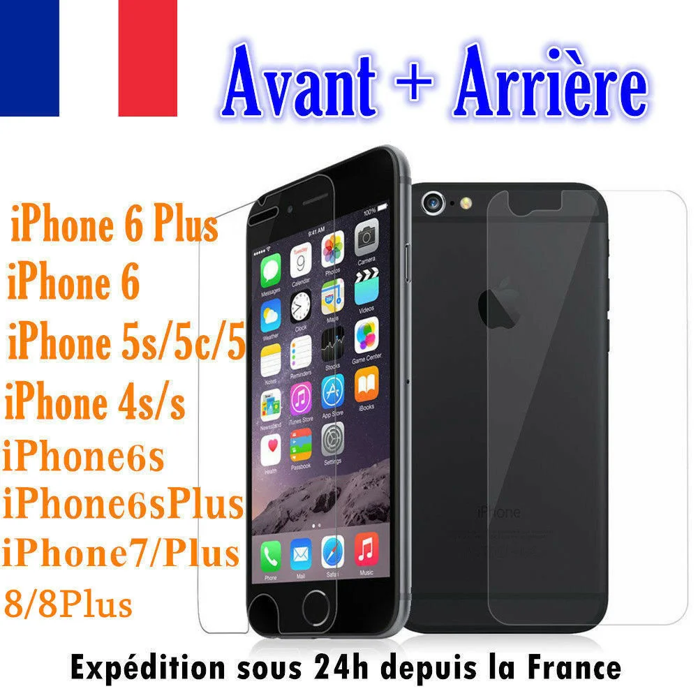

Vitre protection cran AVANT+ARRIRE Film Verre Tremp For iPhone 7,6,SE,8,XR,XS,11