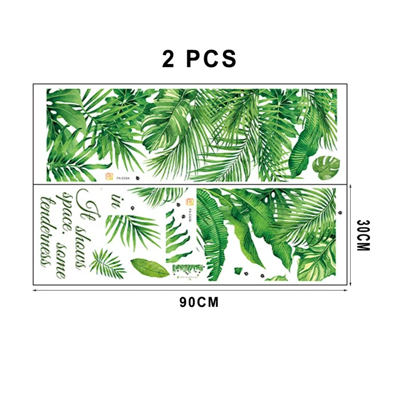 

Green Leaf Wall Stickers Living Room Bedroom Decoration Background Wallpaper Home Fresh Self-Adhesive Removable Decor Stickers