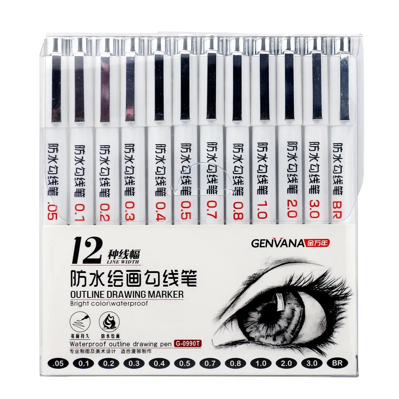 

Profession 12 pcs/set Sakura Pigma Micron Pen Needle drawing Pen Lot 005 01 02 03 04 05 08 1.0 2.0 3.0 Brush pen Art Markers