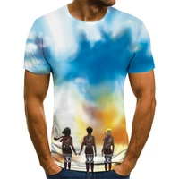 2021 new popular anime attack on titan print crew neck loose top short sleeve anime clothes simplicity fashion oversized t shirt