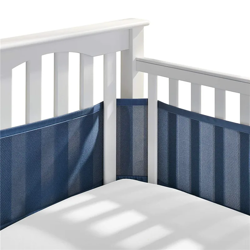 

Newborn Baby Crib Bumper Breathable Mesh Crib Liner Anti-Collision Bed Bumper Solid-Back Crib Around Cushion Cot Protector