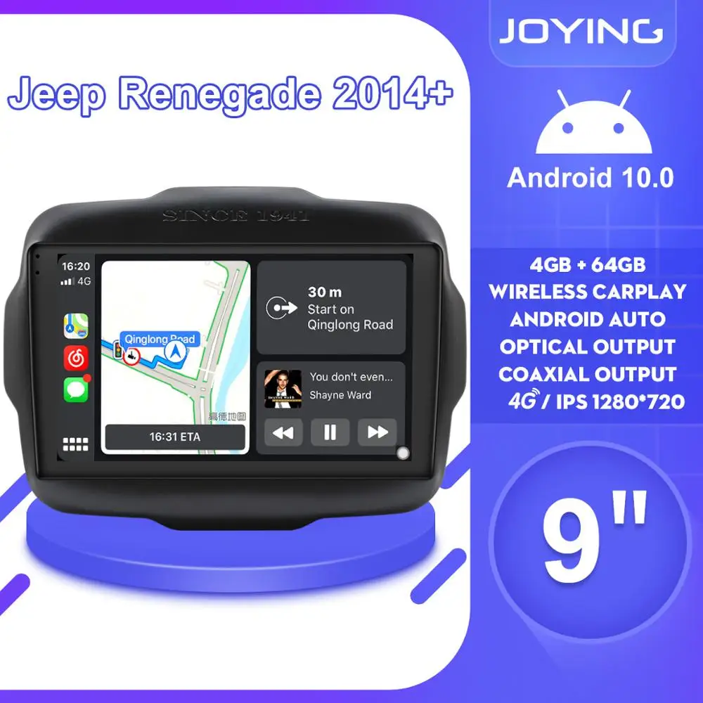 

9 Inch Central Multimidia 1Din Android 10 Car Radio Stereo Head Unit Cassette 4GB 64GB Bluetooth Carplay For Jeep Renegade 214 +