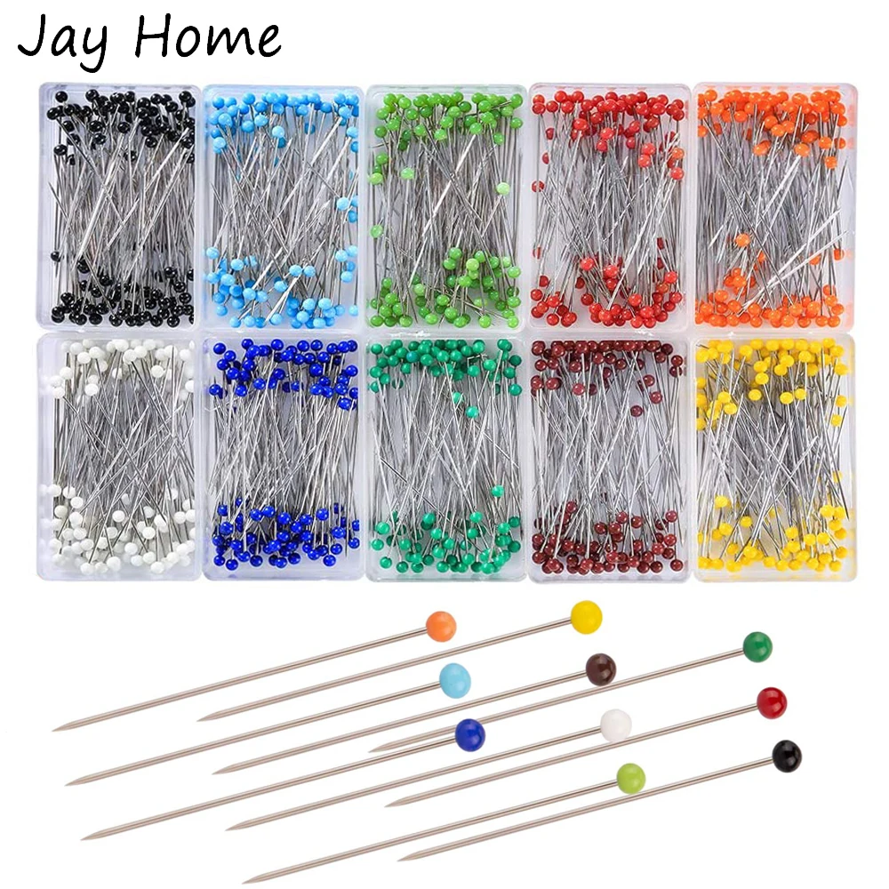 100 шт. швейные булавки 38 мм Разноцветные Стекло шаровой головкой прямые лоскутное