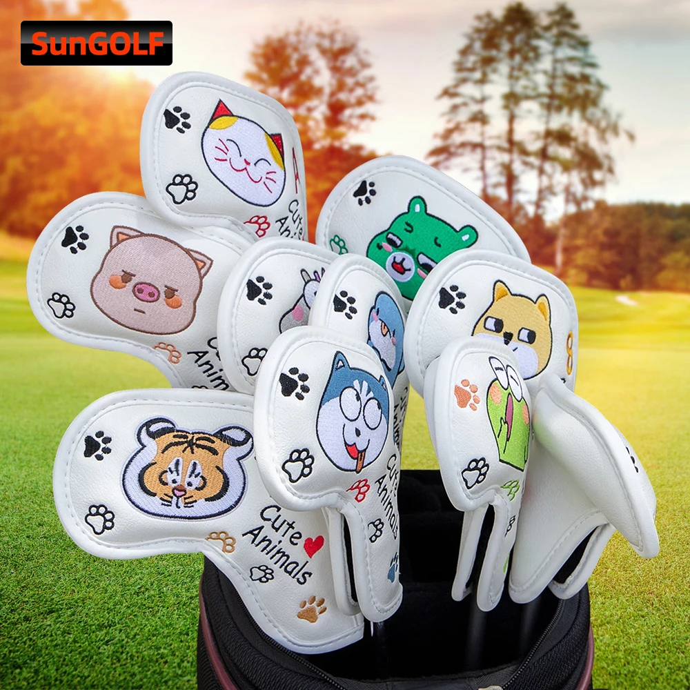 

2021 Winter New Cute Animal Design Golf Iron Head Covers Iron Headovers with White/Black Color and Long Neck 4-9 ASPX 10pcs