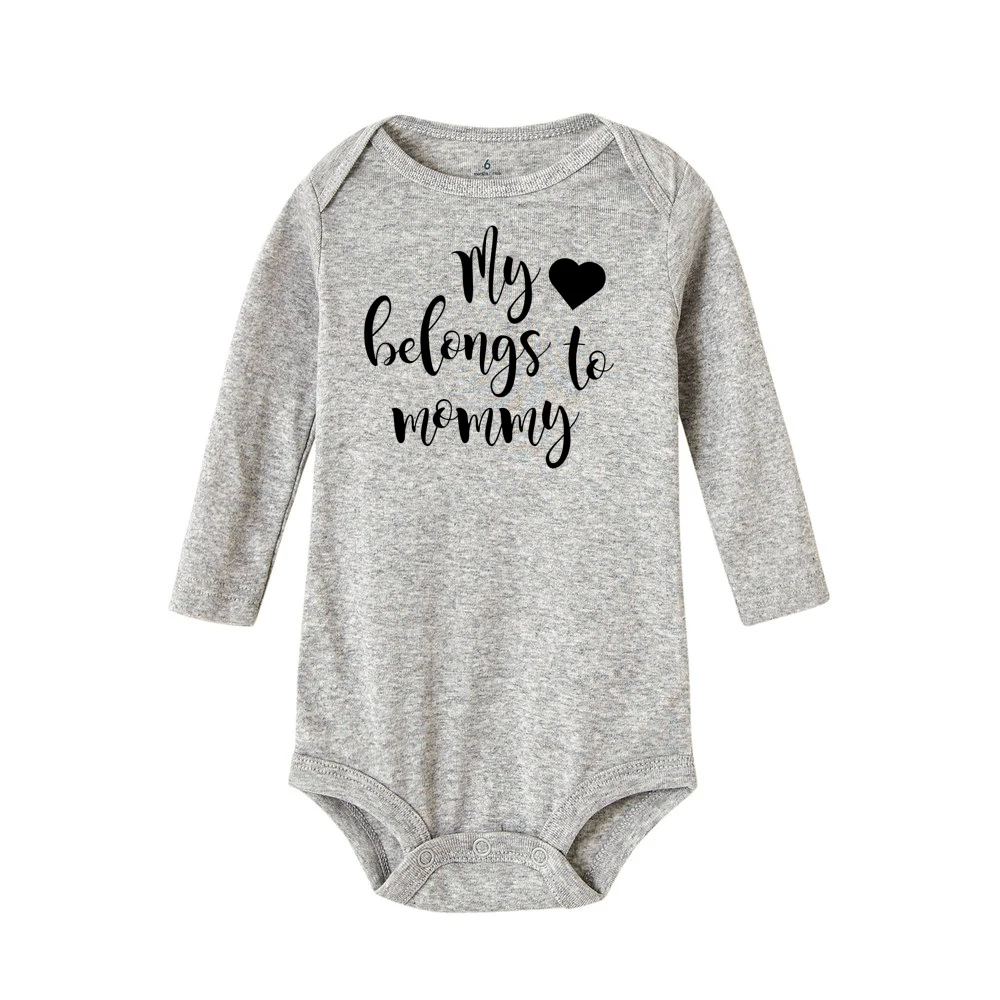 Хлопковый комбинезон для новорожденных с надписью «My Heart» «Mommy»; комбинезон с длинными рукавами для маленьких мальчиков и девочек; Милая модная одежда для малышей от 0 до 24 месяцев