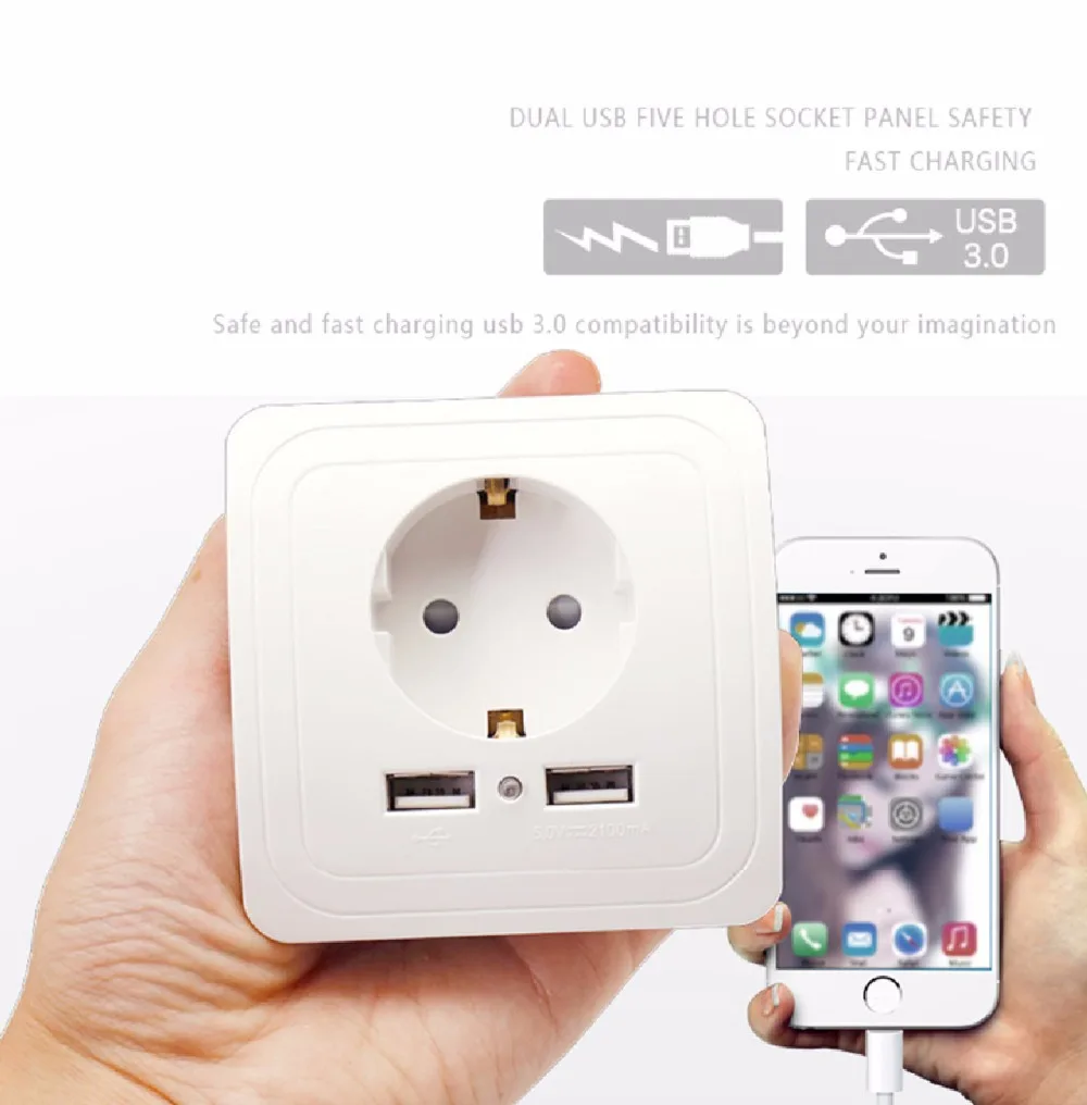 1 шт. двойной USB Порты и разъёмы стены Зарядное устройство адаптер зарядки 2A ЕС