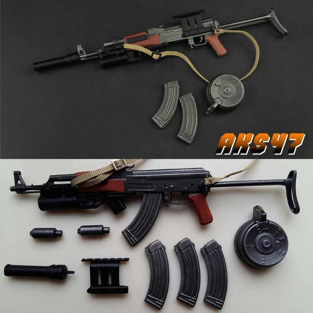 

ZYTOYS 1/6 Scale AK47 AK47S + Silencer Gun Model Weapon Toys Accessories W Folding Bracket Fit For 12inch Action Figure Model