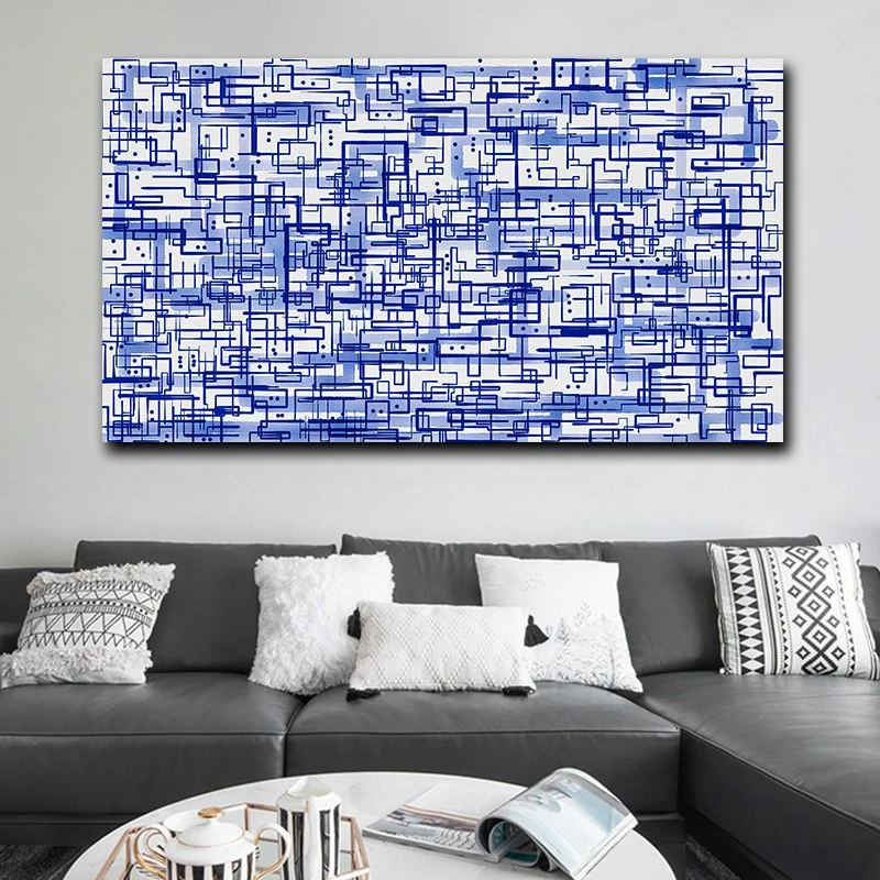 Современная разноцветная абстрактная Геометрическая Картина на холсте постеры