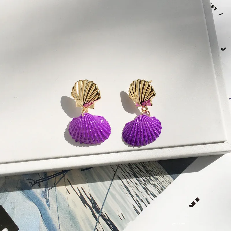 

Luokey Colorful Sea Shell Earrings For Women Summer Natural Conch Drop Earrings Cute Fashion Bohemian Female Jewelry Accessories
