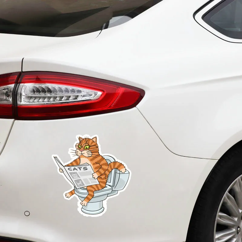 EBdecal Cats sitting on the toilet reading newspapers For Auto Car/Bumper/Window/Wall Decal Sticker Decals DIY Decor CT10200 | Автомобили
