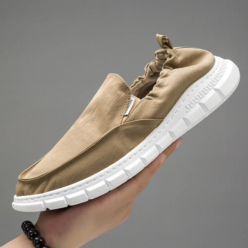 

2021 Early Autumn New Concise Style Men's Vulcanize Shoes Comfortable Slip-on Shallow Flat Canvas Shoes Wear-resisting for Daily
