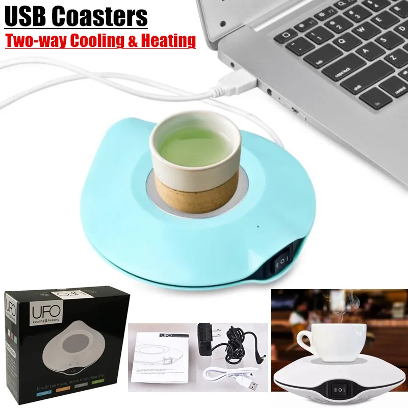 Blue and EU Adapter НЛО USB подставки двухстороннее охлаждение и нагревание USB Грелка и охладитель для молока, чая, кофе кружка горячие напитки чашка коврик инструменты нагреватель - Цвет: Blue and EU Adapter