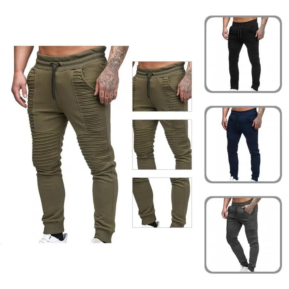 

Простые полосатые плиссированные Спортивные Повседневные Брюки-Карандаш ветрозащитные брюки с эластичным поясом