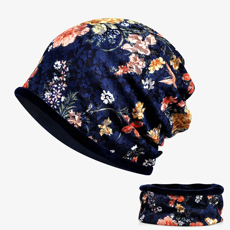 Женские шапочки зимние Утепленные бархатная подкладка шапка женский тюрбан Два