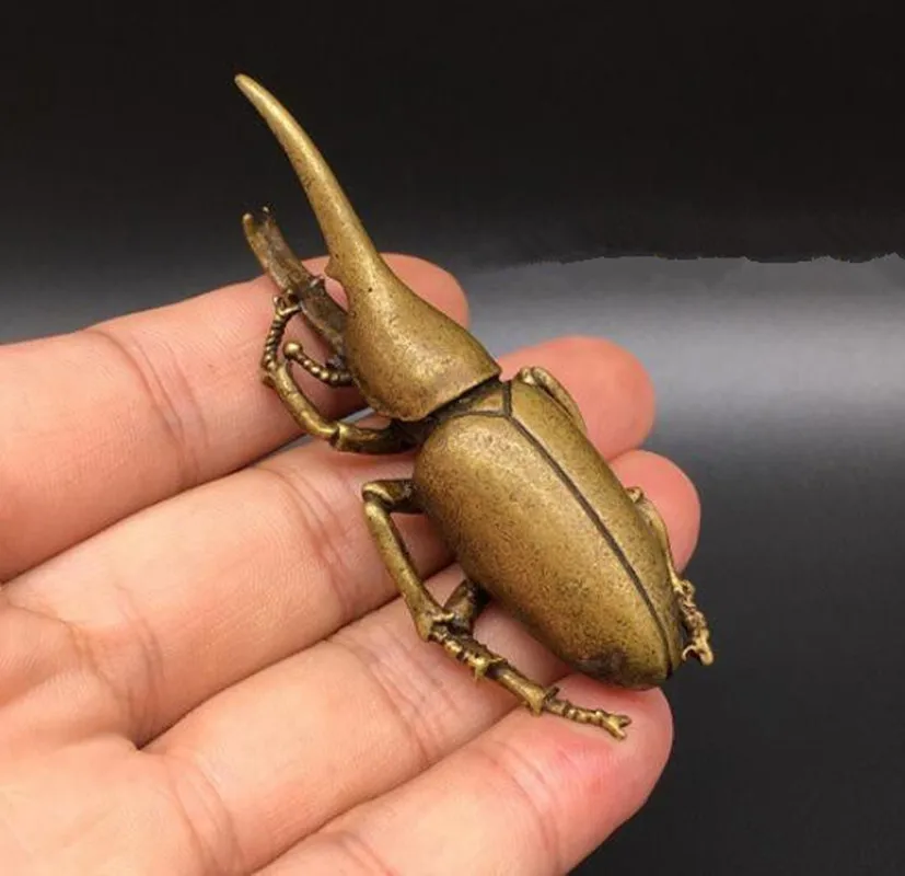 

Chinese archaize pure brass beetle small statue #3