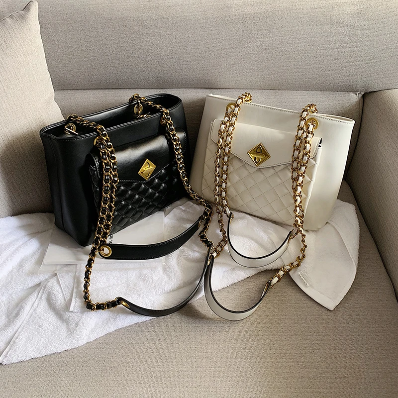 Европа и Америка ins большая сумка женская 2019 Новая мода цепь из ромбов емкость