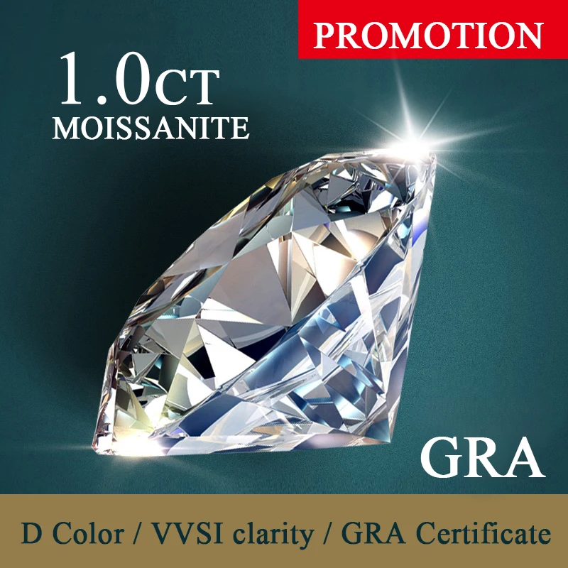 

100% Real moissanite jewelry 6.5mm 1CT D Color VVS1 White Round Excellent Cut Loose Lab Diamond With GRA Certification