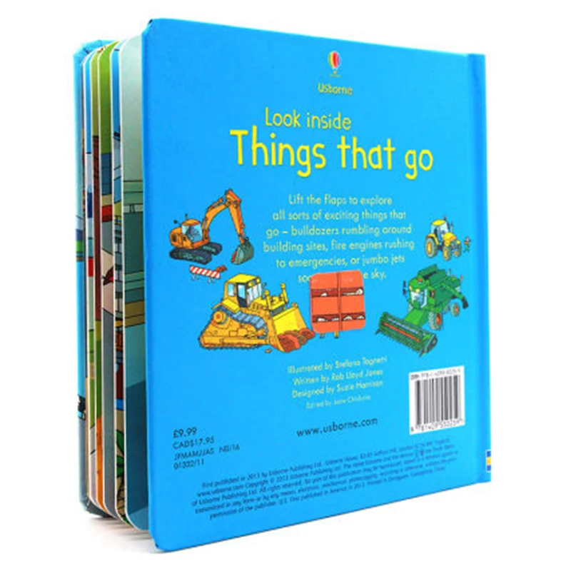 

3D Usborne Look Inside Things That Go Picture Education Kids Hard Cover Book English Coloring Cardboard Books for Children