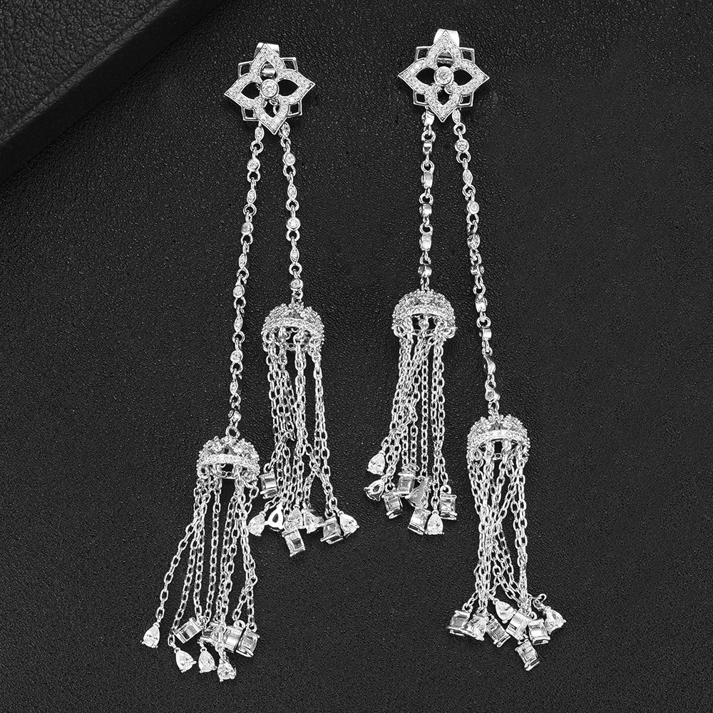 

Gorgeous Long Chains Dangle Drop Earrings for Women Bridal Wedding Trendy Statement Engagement Earring For Women Fashion Jewelry
