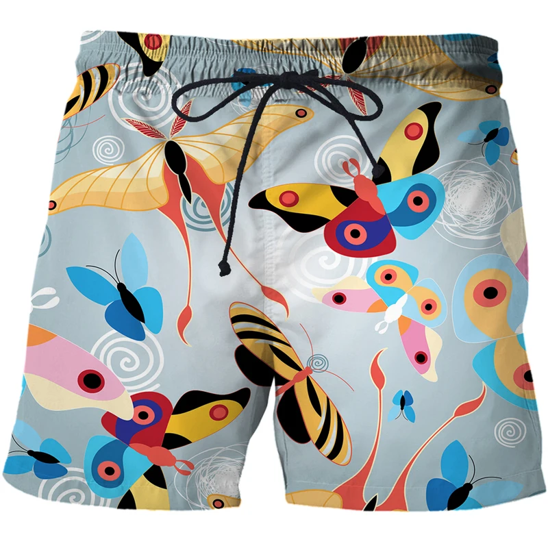 Summer Men's Shorts butterfly pattern 3D Surfing Shorts Print Beach Short Men Casual Quick Dry Sports Pants Swimwear beachwear