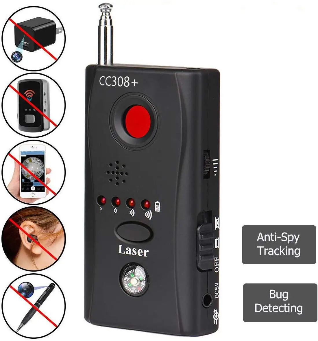 Полный диапазон Анти шпион ошибка детектор радиочастотного сигнала CC308 +