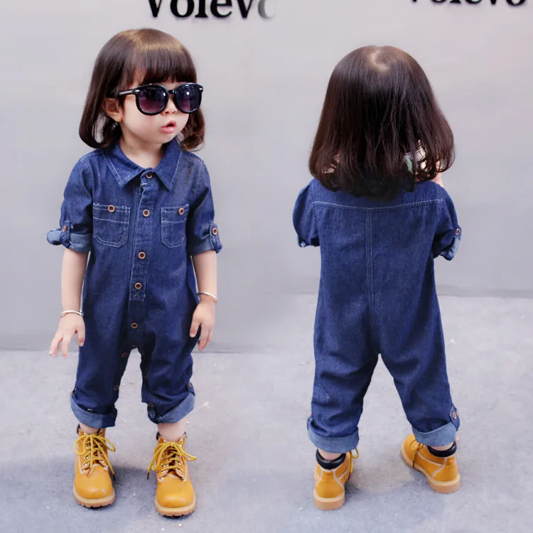 

Girls Fashion Denim Clothing Children's Jumpsuit Baby Korean Style Kids Birthday Little Baby Girl Romper Autumn Casual Rompers