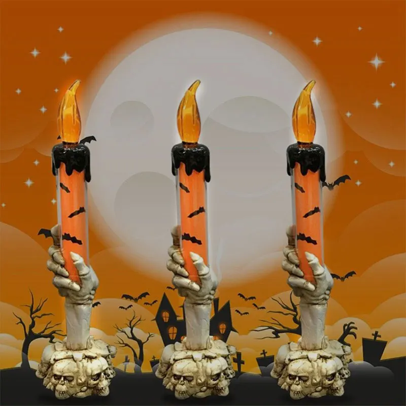 Подсвечник с черепом для Хэллоуина Креативный светодиодный светильник Скелетон