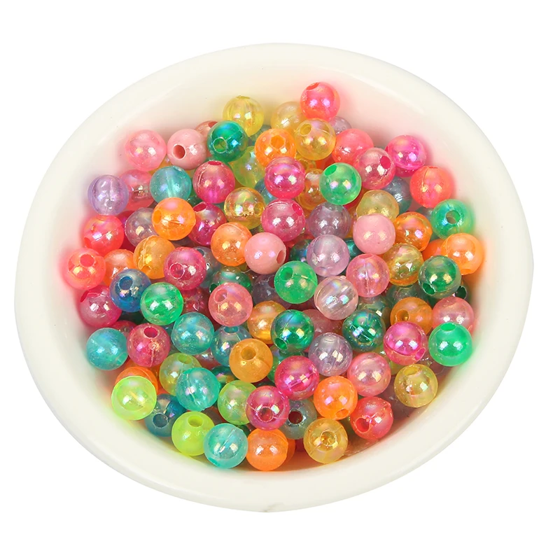 500 50 шт смешанные цвета прозрачные бусины красочные круглые акриловые для
