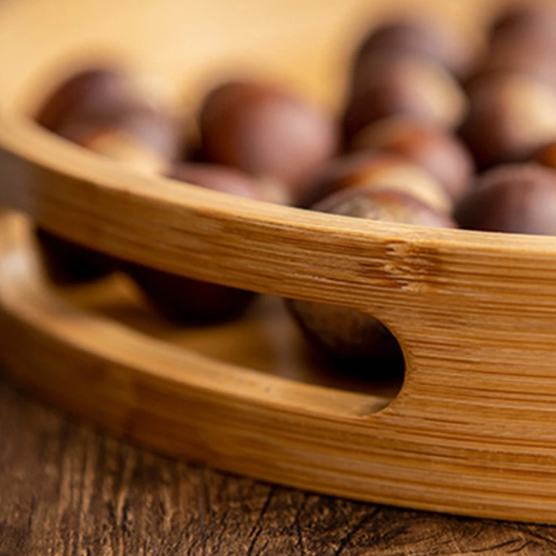 

Wooden Round Serving Tray Wood Plate Tea Food Dish Drink Platter Multipurpose Dinner Beef Steak Fruit Snack Tray Board P31E